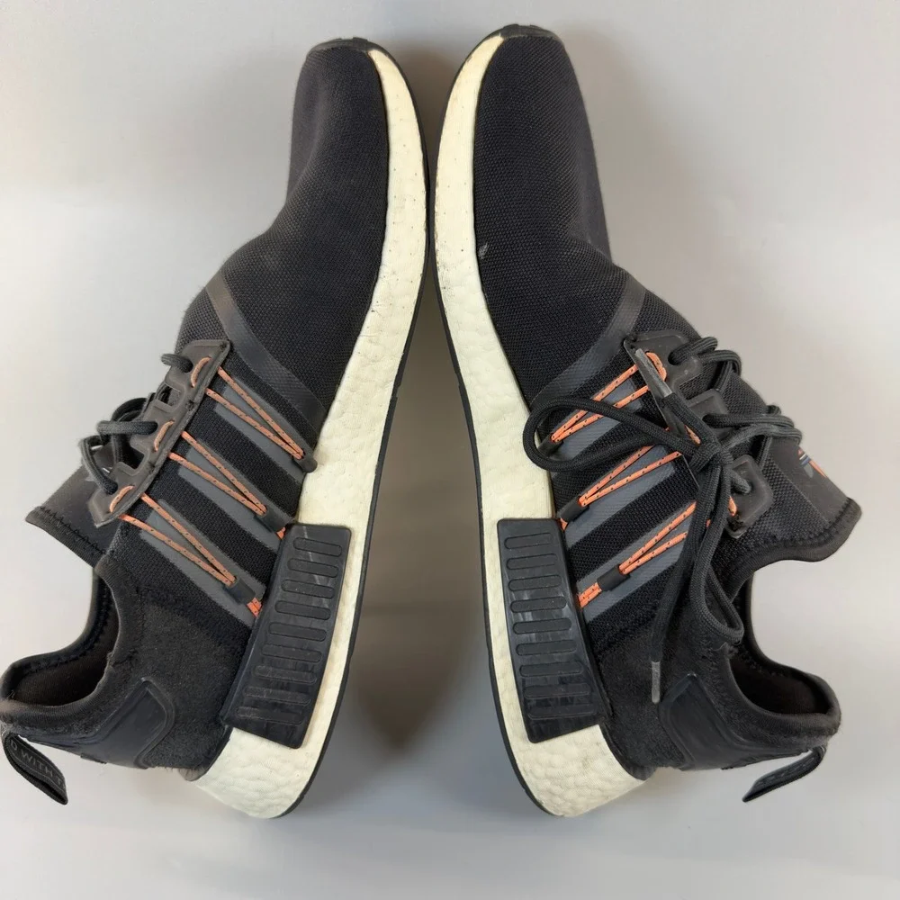Adidas NMD R1 Mens 12 Running Shoes Black White Lace Up‎ Low Training Sneakers
